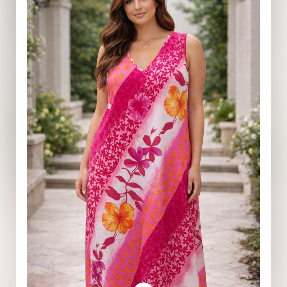 Floral Maxi Dress in Pink and Yellow